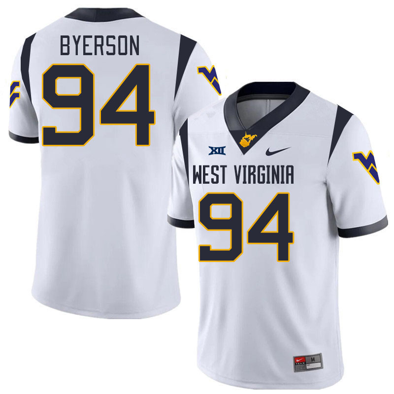 #94 Makai Byerson West Virginia Mountaineers College 2024 New Uniforms Football Jerseys Stitched Sale-White